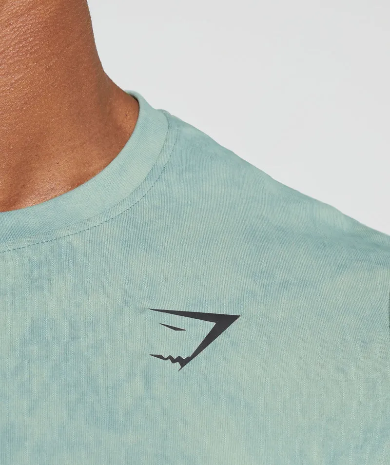 Gymshark Camo Washed Seamless T-Shirt - Duck Egg Blue/Oxi Wash