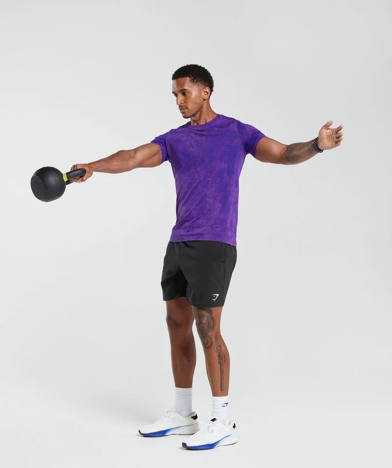 Gymshark Camo Washed Seamless T-Shirt - Cobalt Purple/Oxi Wash