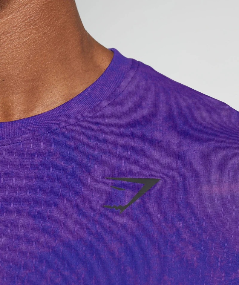 Gymshark Camo Washed Seamless T-Shirt - Cobalt Purple/Oxi Wash