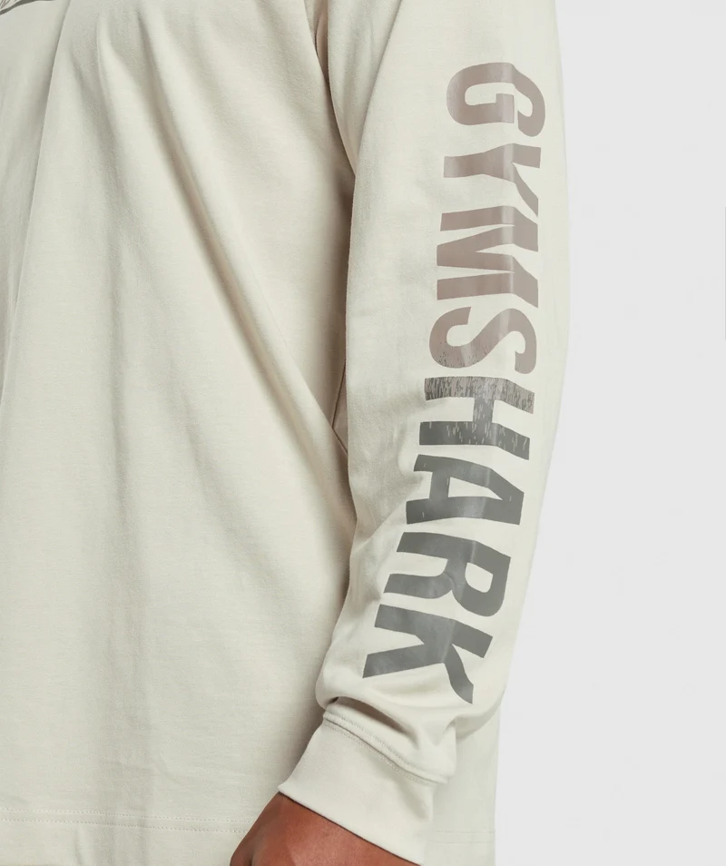Gymshark Global Graphic Long Sleeve T-Shirt - Pebble Grey