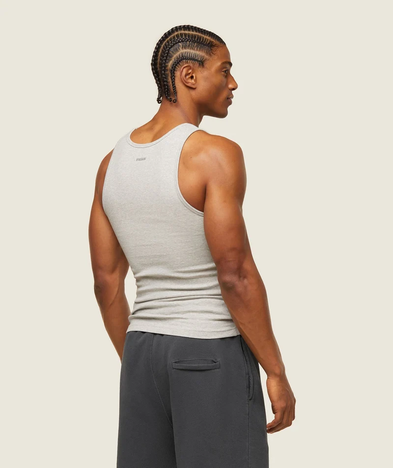 Gymshark Lifestyle Ribbed Tank - Light Grey Core Marl