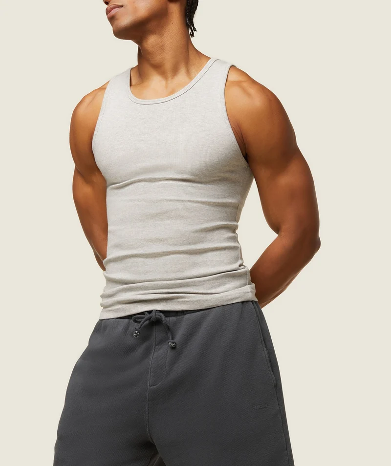 Gymshark Lifestyle Ribbed Tank - Light Grey Core Marl