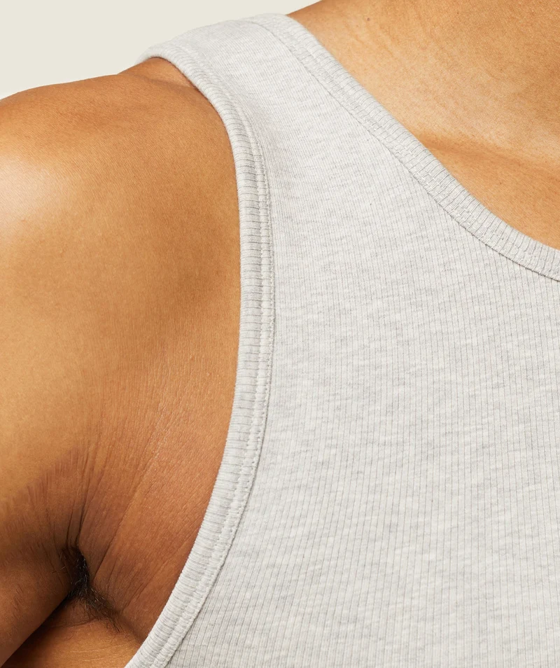 Gymshark Lifestyle Ribbed Tank - Light Grey Core Marl