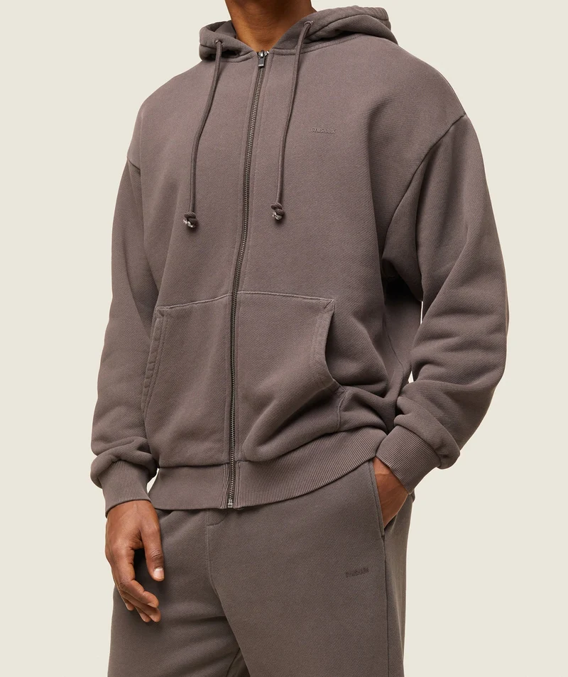 Gymshark Lifestyle Relaxed Zip Hoodie - Archive Brown