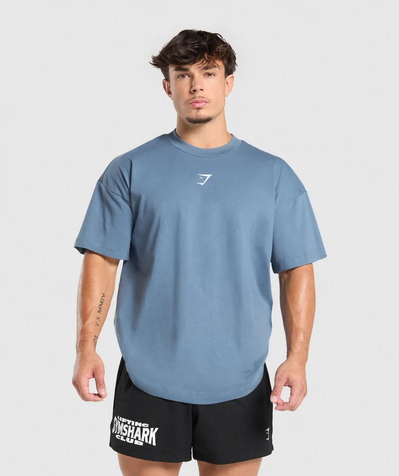 Gymshark Build Your Legacy Graphic T-Shirt - Faded Blue