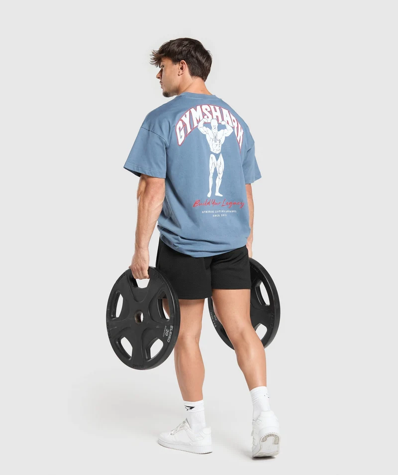 Gymshark Build Your Legacy Graphic T-Shirt - Faded Blue