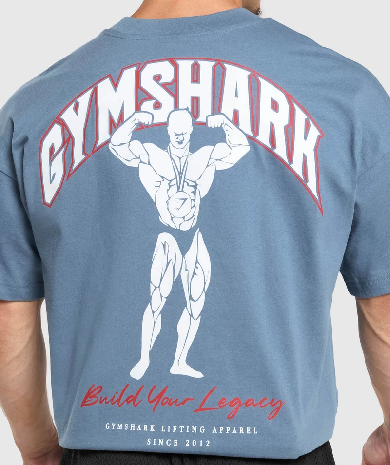 Gymshark Build Your Legacy Graphic T-Shirt - Faded Blue