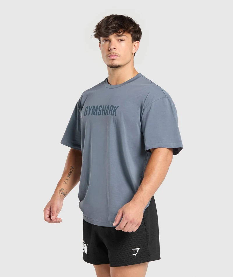 Gymshark Apollo Oversized T-Shirt - Iron Blue