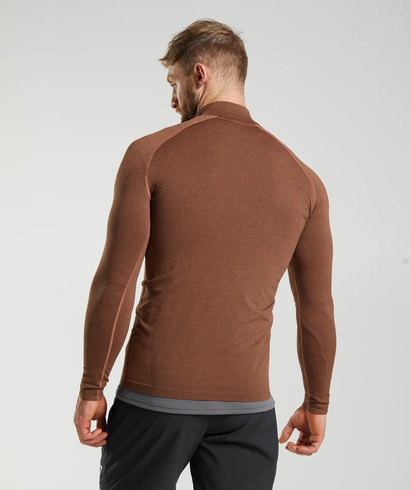 Gymshark Vital Seamless 1/4 Zip - Persimmon Red/Truffle Brown