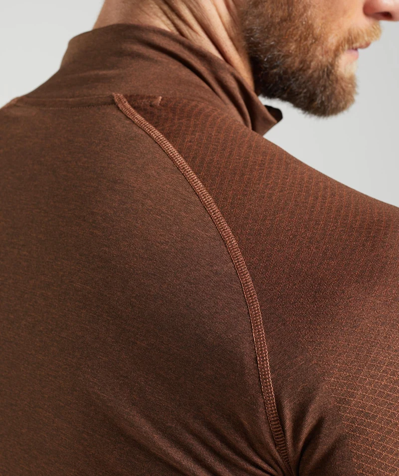 Gymshark Vital Seamless 1/4 Zip - Persimmon Red/Truffle Brown