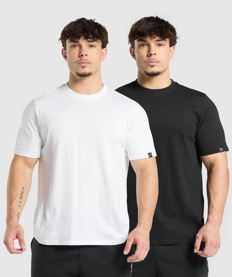 Gymshark T-Shirt 2 Pack - White/Black