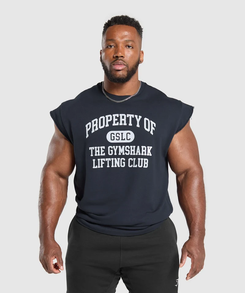 Gymshark Graphic Cut Off T-Shirt - Heavy Blue