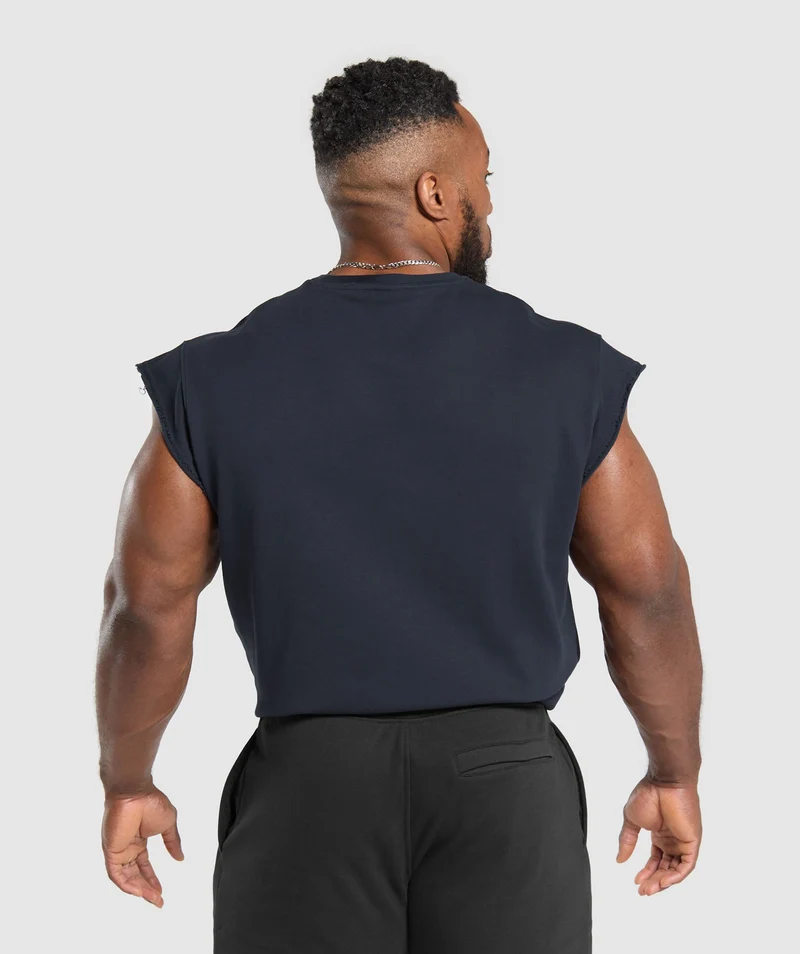 Gymshark Graphic Cut Off T-Shirt - Heavy Blue