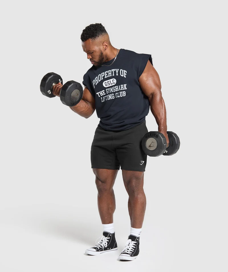 Gymshark Graphic Cut Off T-Shirt - Heavy Blue