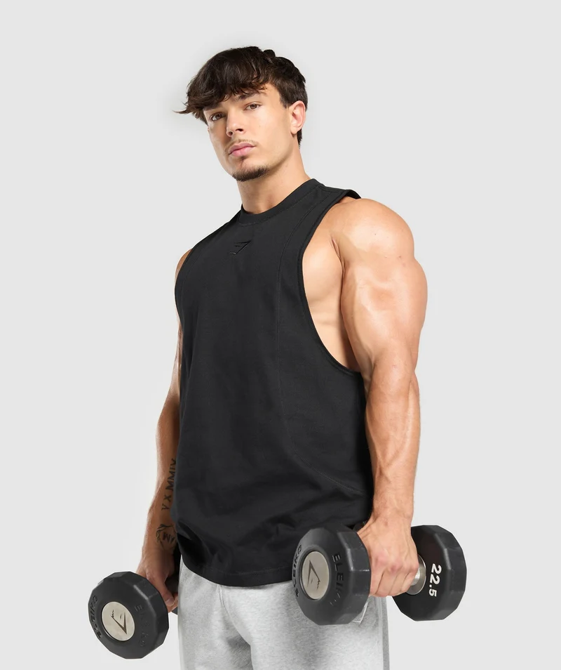 Gymshark Premium Lifting Drop Arm Tank - Black