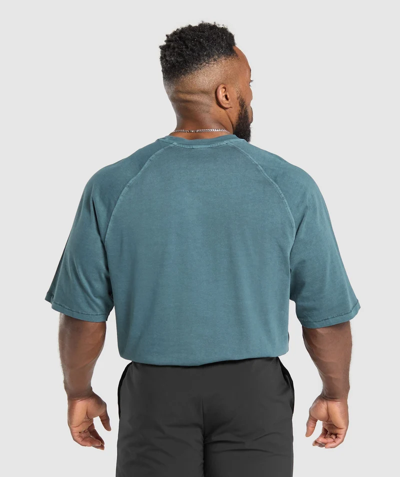 Gymshark Premium Legacy T-Shirt - Cargo Blue/Pigment Dye
