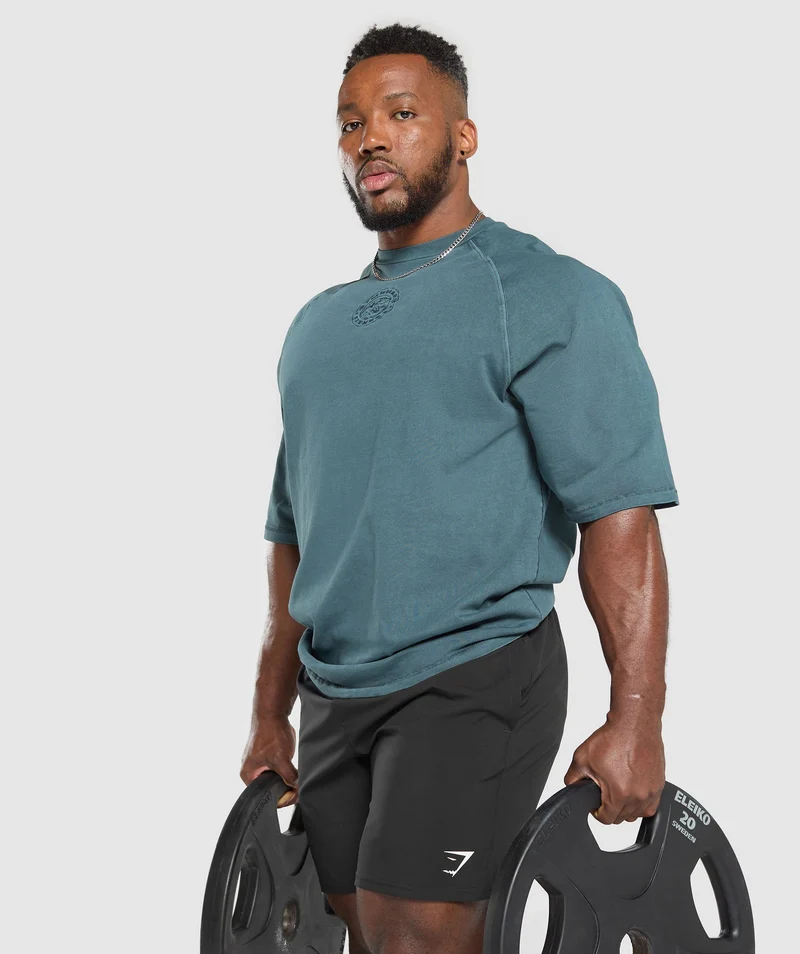 Gymshark Premium Legacy T-Shirt - Cargo Blue/Pigment Dye
