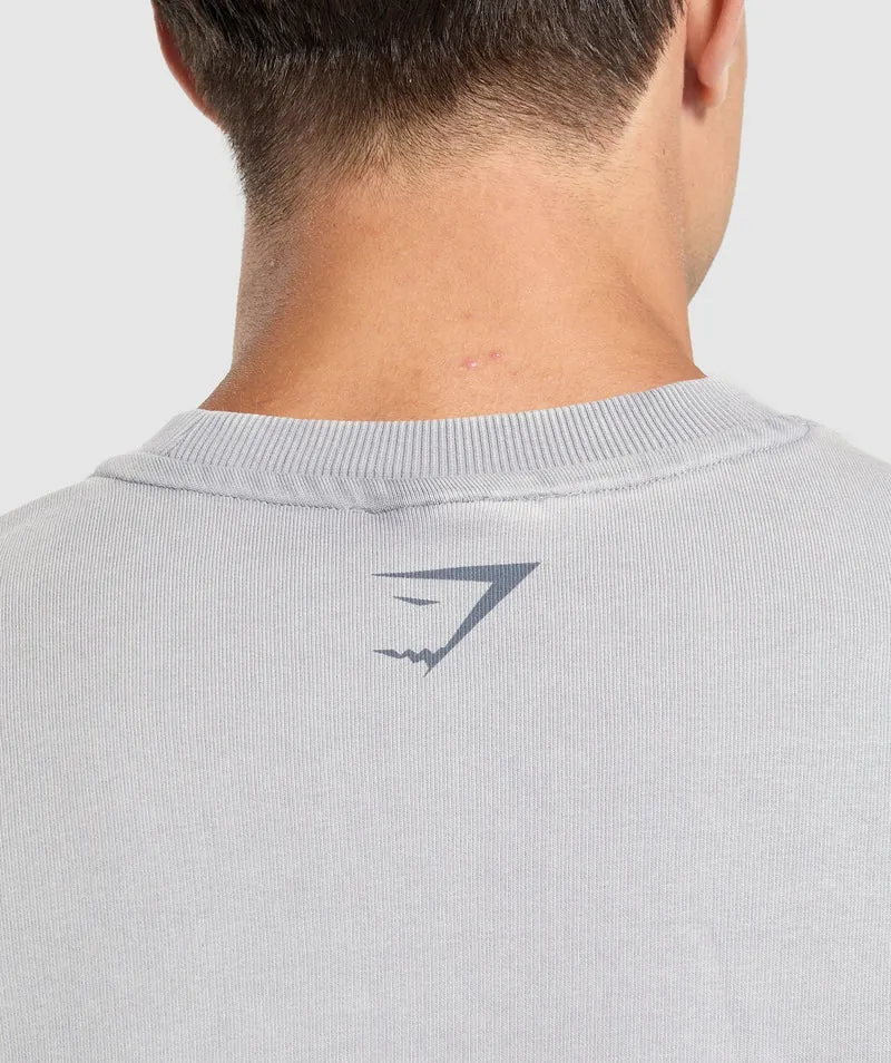 Gymshark Heritage Washed Short Sleeve Crew - Denim Grey/Acid Wash Small Ball