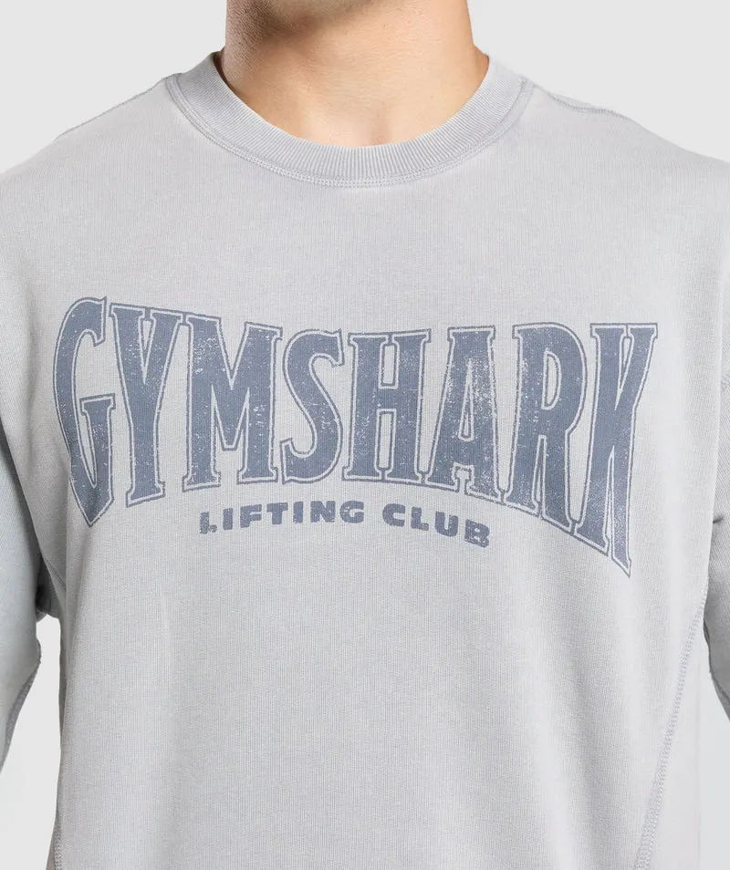 Gymshark Heritage Washed Short Sleeve Crew - Denim Grey/Acid Wash Small Ball