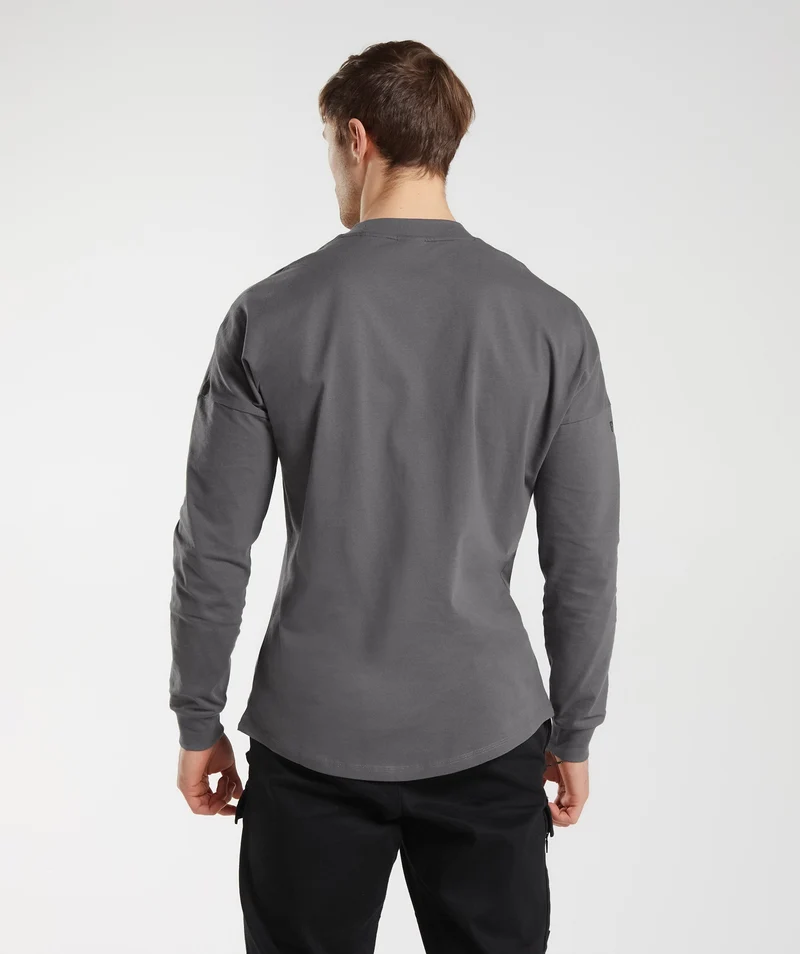 Gymshark x David Laid Oversized Long Sleeve T-Shirt - Wolf Grey