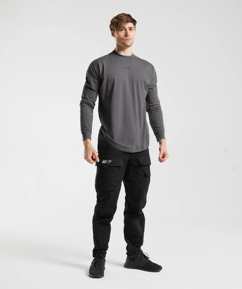 Gymshark x David Laid Oversized Long Sleeve T-Shirt - Wolf Grey