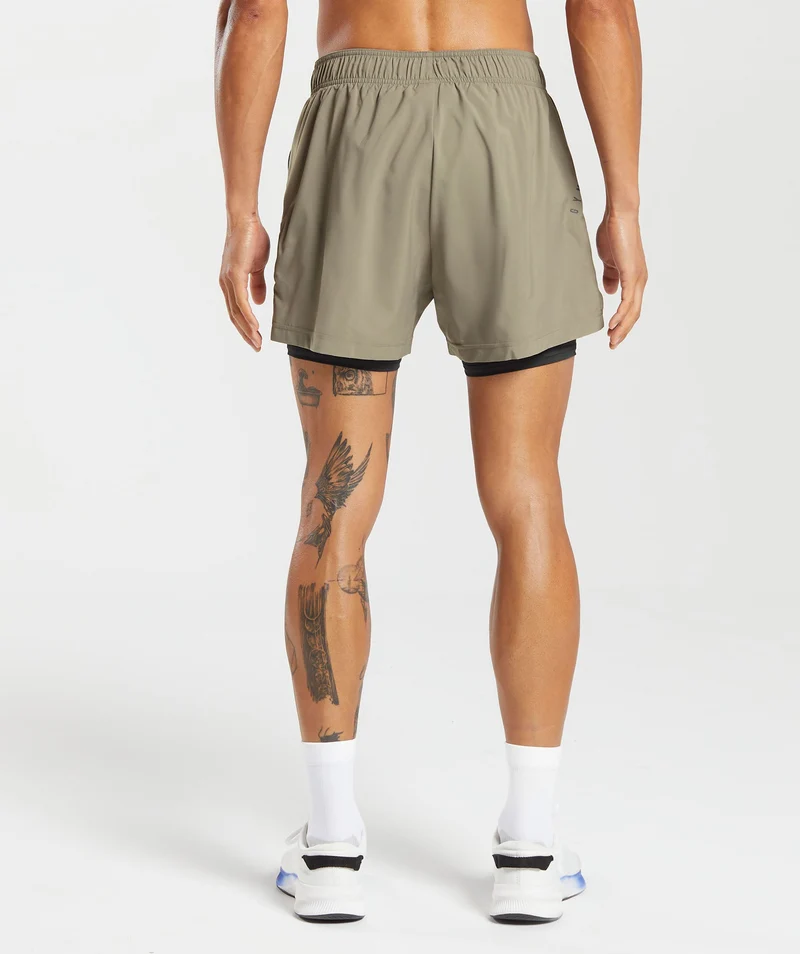 Gymshark Sport 5" 2-in-1 Shorts - Linen Brown/Black