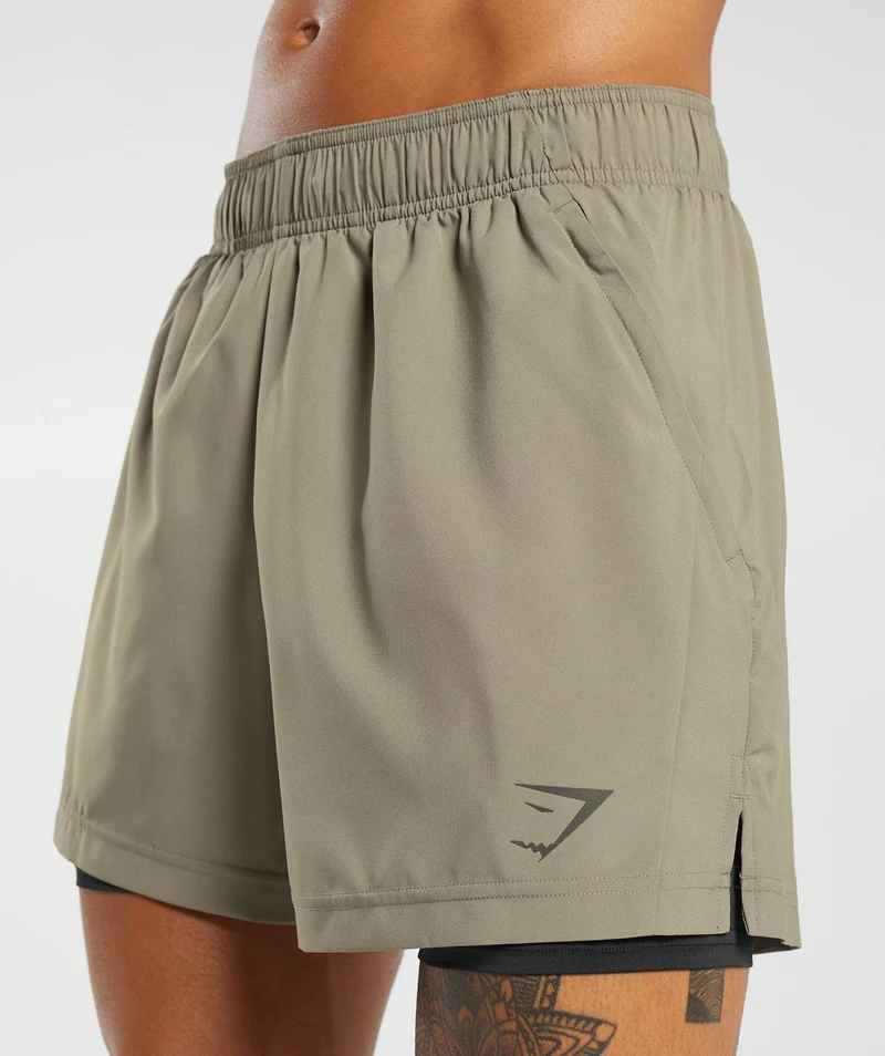 Gymshark Sport 5" 2-in-1 Shorts - Linen Brown/Black