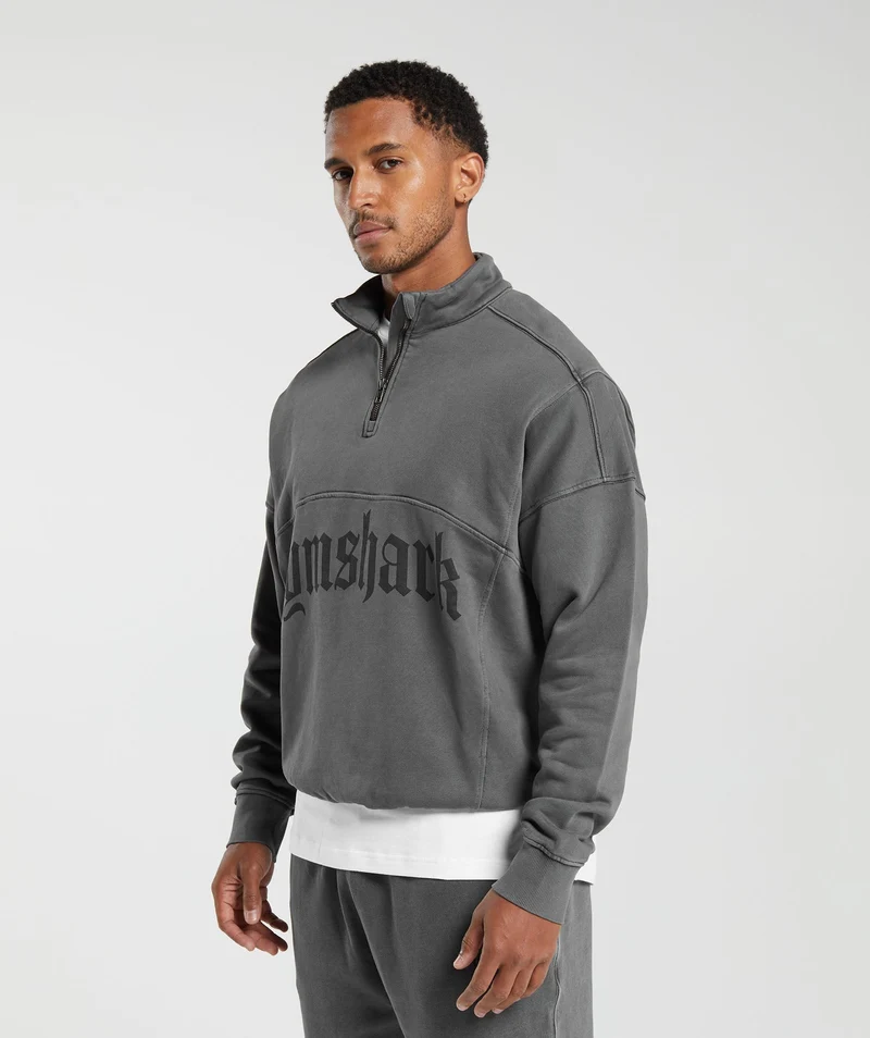 Gymshark Rest Day Heavyweight 1/4 Zip - Black/Pigment Dye