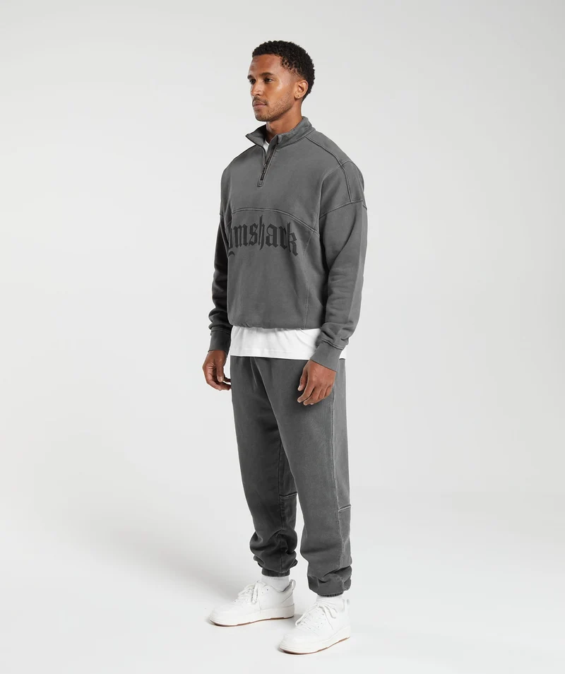 Gymshark Rest Day Heavyweight 1/4 Zip - Black/Pigment Dye