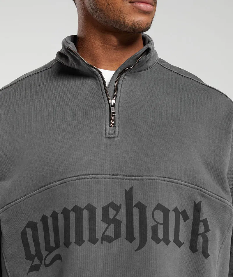 Gymshark Rest Day Heavyweight 1/4 Zip - Black/Pigment Dye