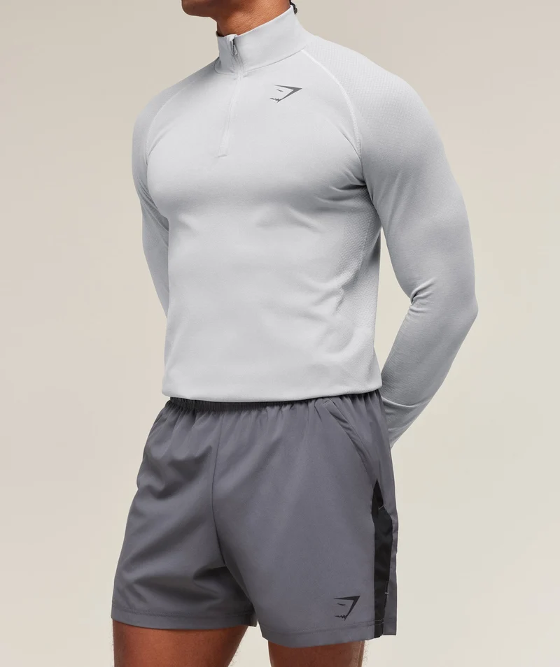 Gymshark Vital Seamless 1/4 Zip - Light Grey/Smokey Grey