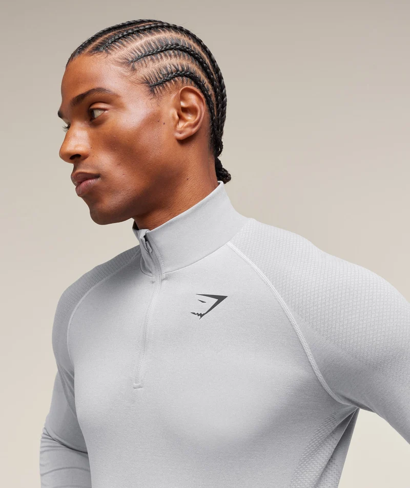 Gymshark Vital Seamless 1/4 Zip - Light Grey/Smokey Grey