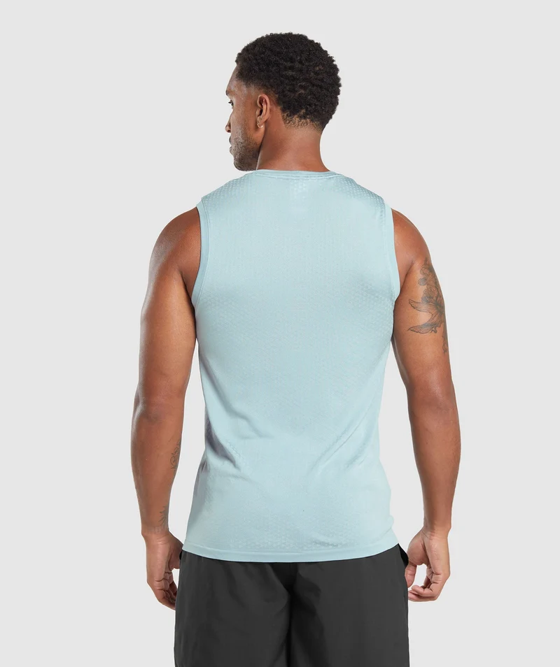 Gymshark Sport Seamless Tank - Salt Blue/White
