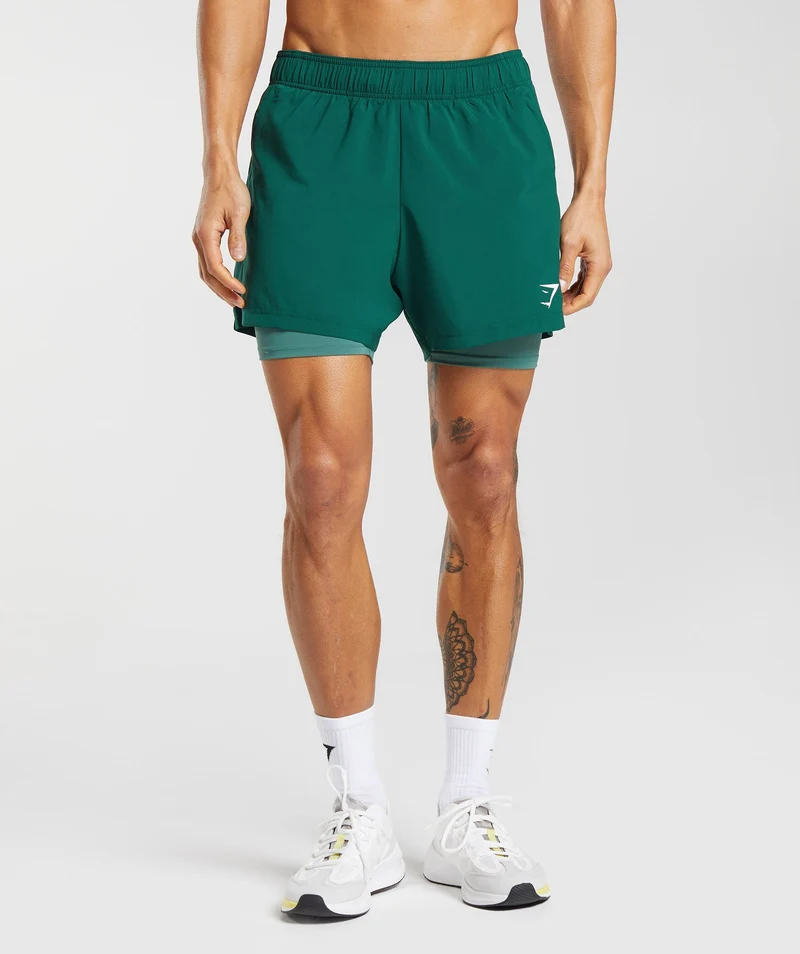 Gymshark Sport 5" 2-in-1 Shorts - Woodland Green/Hoya Green