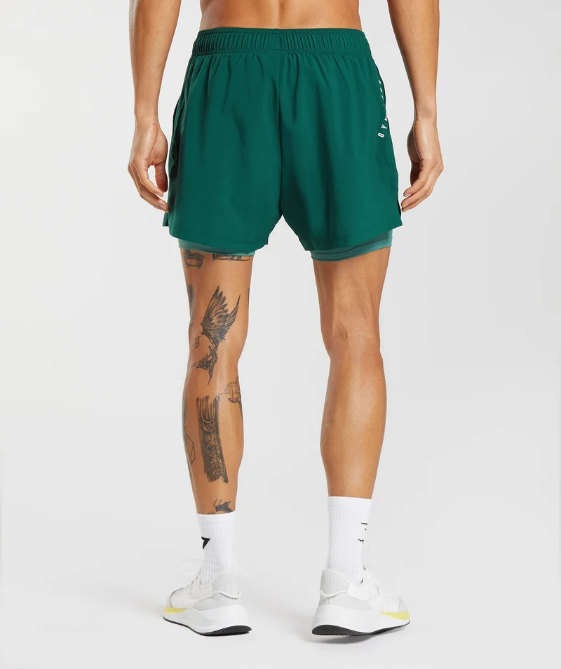 Gymshark Sport 5" 2-in-1 Shorts - Woodland Green/Hoya Green