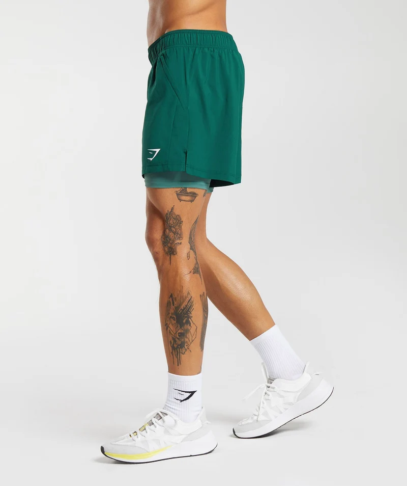 Gymshark Sport 5" 2-in-1 Shorts - Woodland Green/Hoya Green