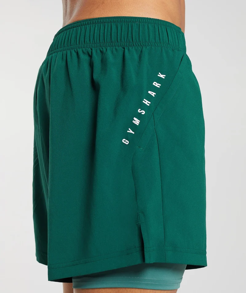 Gymshark Sport 5" 2-in-1 Shorts - Woodland Green/Hoya Green