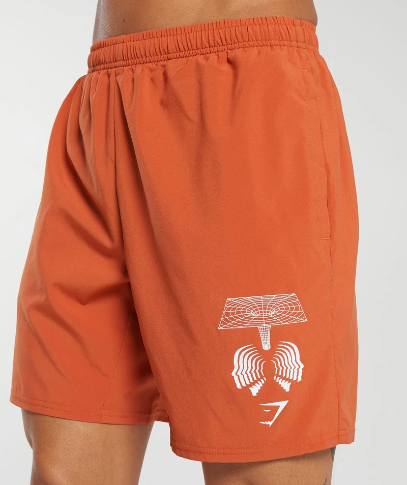 Gymshark Hybrid Wellness 7" Short - Rust Orange