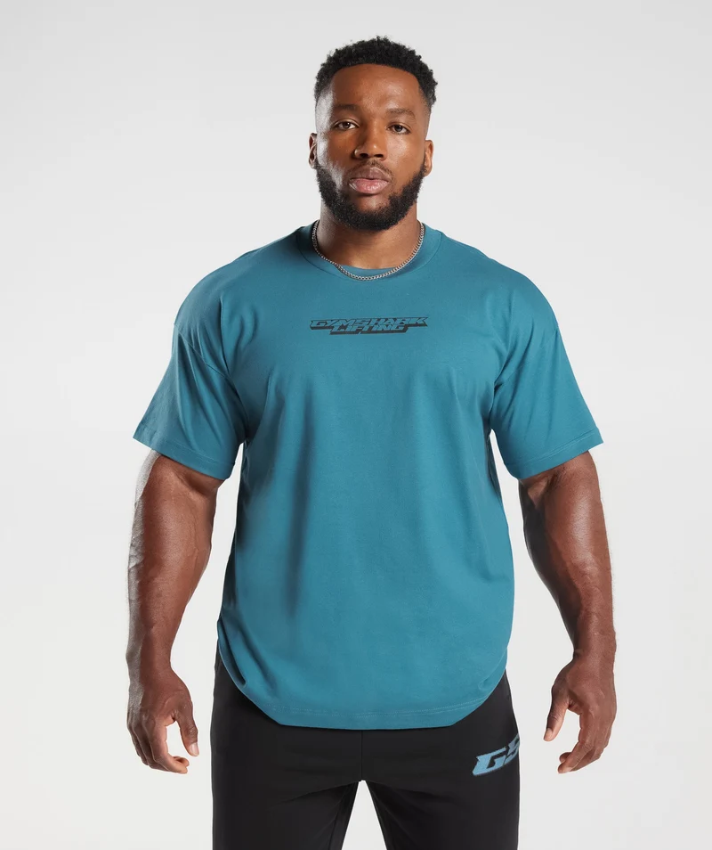 Gymshark Intergalactic Lifting Oversized T-Shirt - Blue