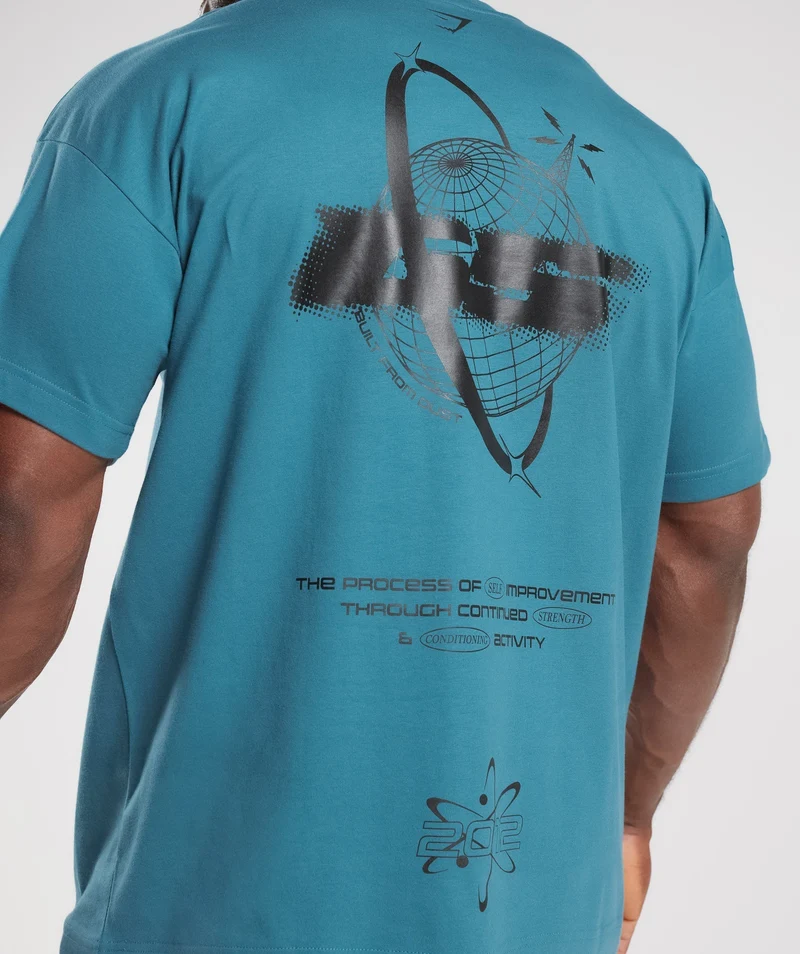 Gymshark Intergalactic Lifting Oversized T-Shirt - Blue