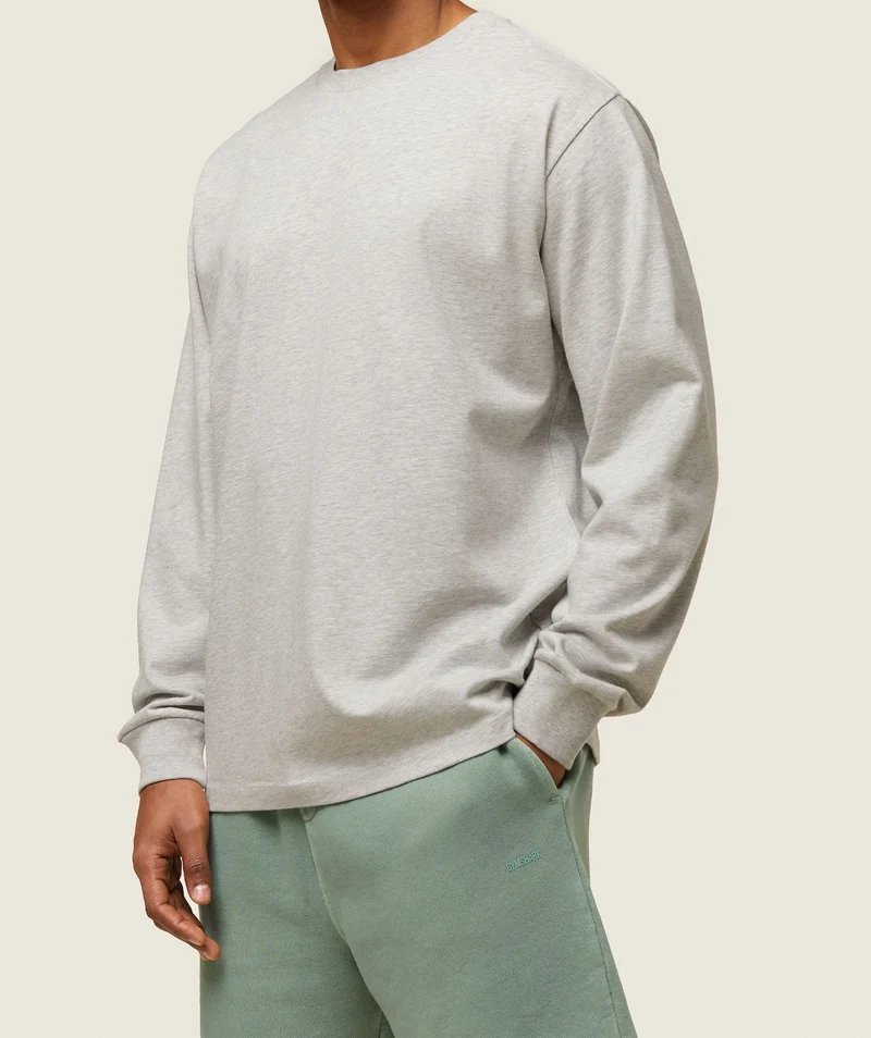 Gymshark Lifestyle Relaxed Long Sleeve Tee - Light Grey Core Marl