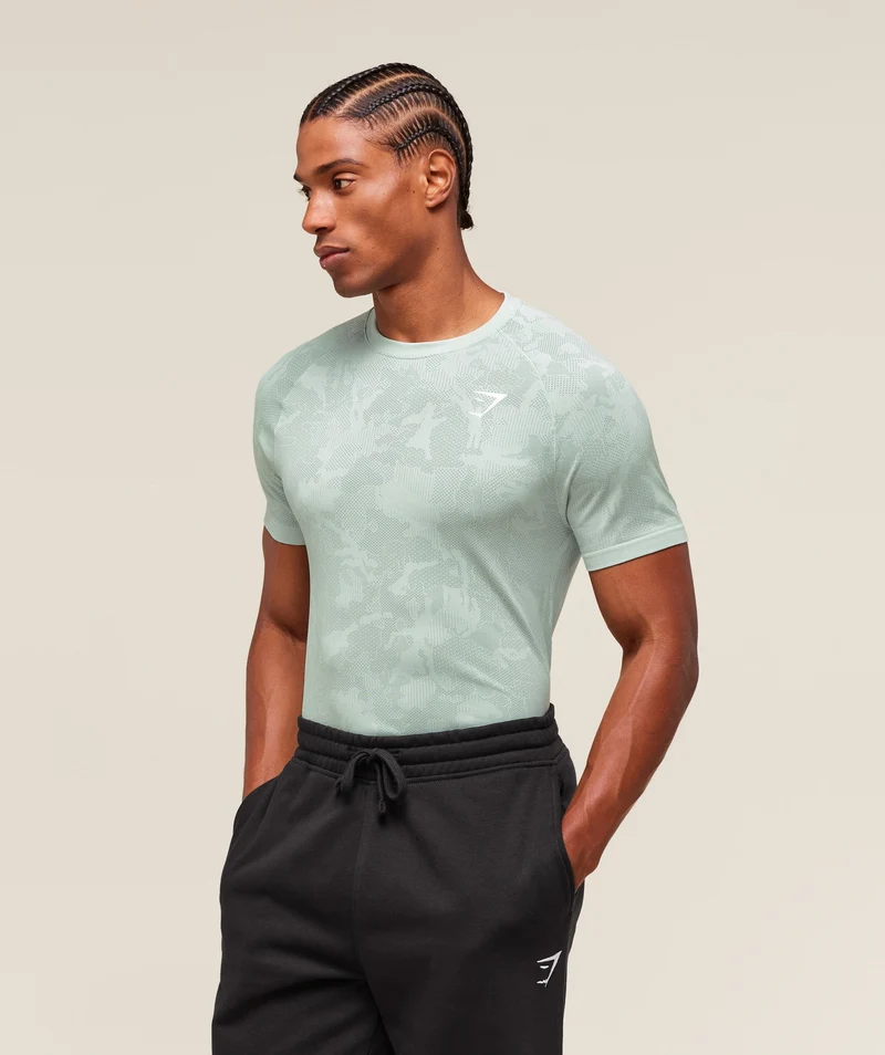 Gymshark Geo Seamless T-Shirt - Morning Blue/Celeste Blue