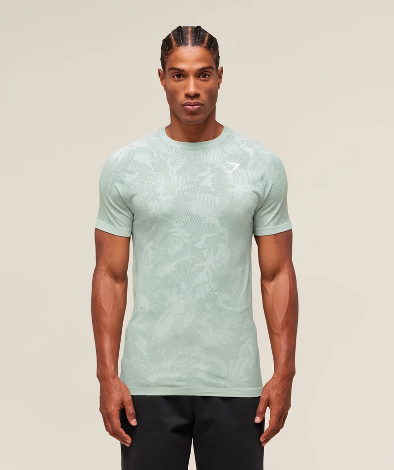 Gymshark Geo Seamless T-Shirt - Morning Blue/Celeste Blue