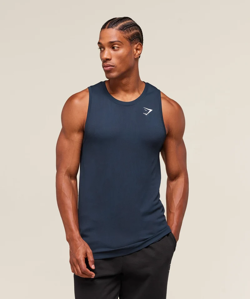 Gymshark Geo Seamless Tank - Navy/Heavy Blue