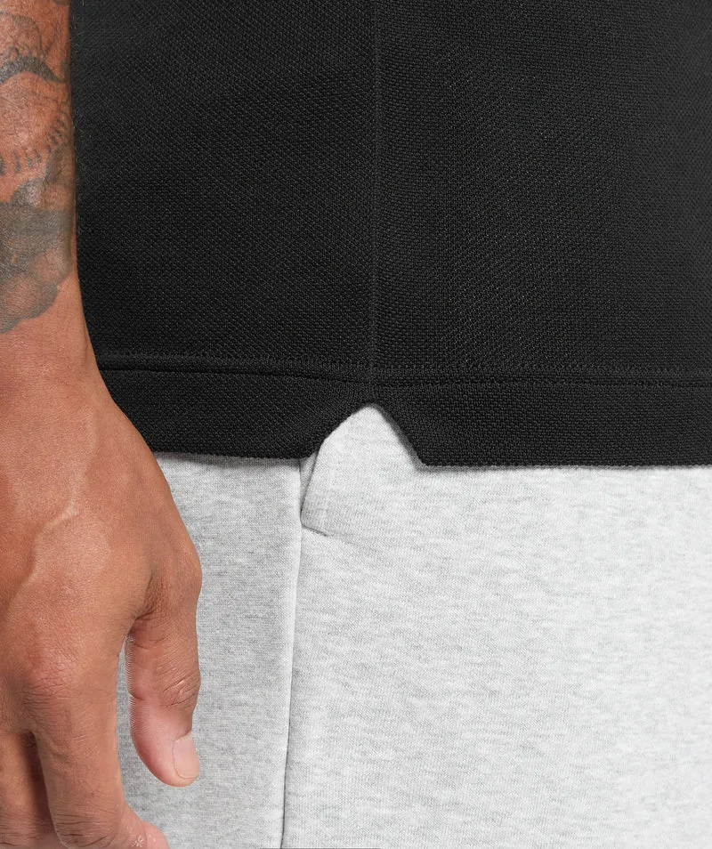 Gymshark Flat Knit Polo Shirt - Black