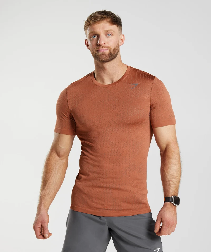 Gymshark Sport Seamless T-Shirt - Persimmon Red/Warm Brown