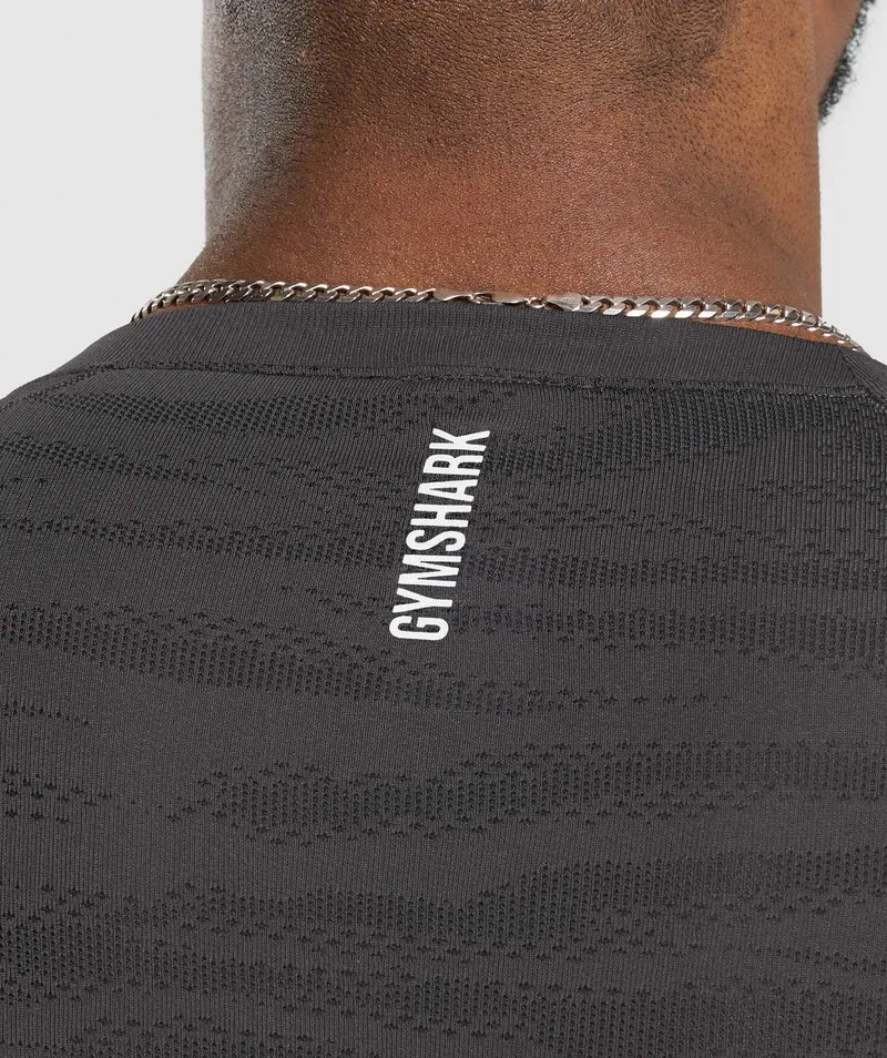 Gymshark Geo Animal Seamless Long Sleeve T-Shirt - Onyx Grey/Black