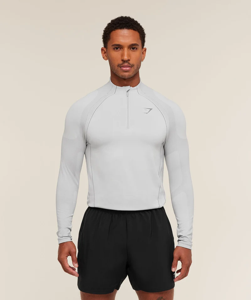 Gymshark Apex Seamless 1/4 Zip - Light Grey/Medium Grey