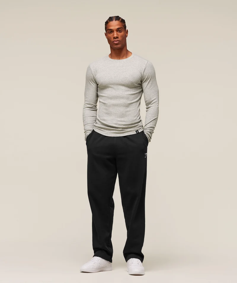 Gymshark Ribbed Long Sleeve T-Shirt - Stone Grey Marl