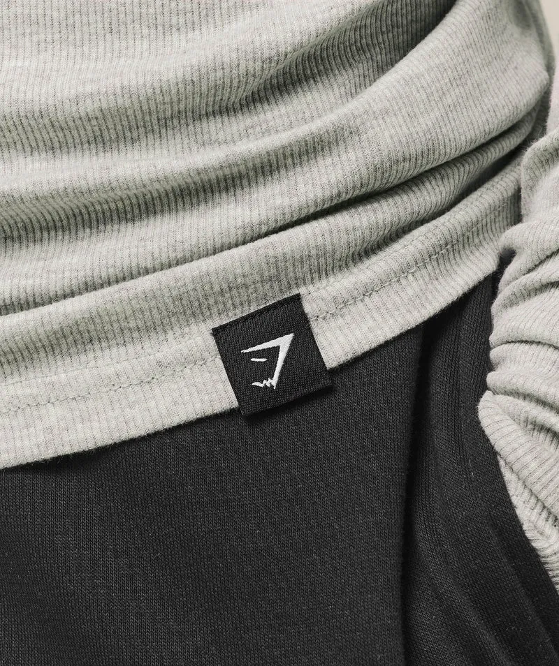 Gymshark Ribbed Long Sleeve T-Shirt - Stone Grey Marl